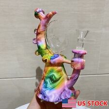 1Pc 7.4 inch Smoking Hookah Moon Teapot Bong Silicone Water Pipe w/Glass Bowl picture
