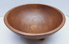 Woodcroftery Wood Crafted Turned Footed Bowl 10 in. Antique Farmhouse Retro MCM picture