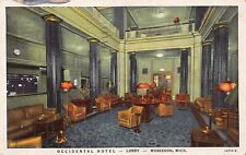 Occidental Hotel Lobby Muskegon Michigan Vintage 1944 1940s Postcard M16 picture