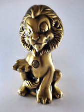Vintage Lions Club International Lion Figural Brass Coin Bank 7.5