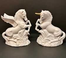 2 Vintage Magical  Fantasy Figurines Pegasus Unicorn collectibles 7.5” picture
