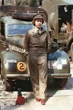 YOUNG QUEEN ELIZABETH AS A MECHANIC DURING WW2 1939 4X6 COLORIZED PHOTO POSTCARD picture