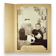 1940s Christmas Santa Claus Photo With Boy Lamson's Department Store Toledo Ohio picture
