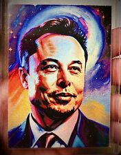 Elon Musk ACEO Original Art Print Card 1/1 Perfect Condition (Make A Offer) picture