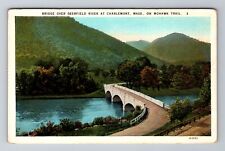 Charlemont MA-Massachusetts, Bridge Over Deerfield River Trail, Vintage Postcard picture
