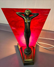Art Deco Brass Bronze Nude Woman Goddess Nymph Night Light Frankart Style Funky picture