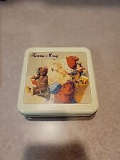 FANNIE MAY Candy Tin Santa Pipe Holding Stuffed Bear ~ VINTAGE EXCELLENT picture