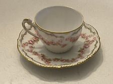 Elite Limoges France Demitasse Teacup Saucer Pink Roses Gilt Tea Cup Porcelain picture