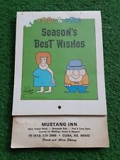 1986 THE MUSTANG INN CUBA,KANSAS ILLUSTRATED CALENDAR CLYDE AND SADIE QUOTES picture