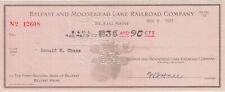 NOVEMBER 1951 BELFAST AND MOOSEHEAD LAKE RAILROAD COMPANY EMPLOYEE PAYROLL CHECK picture