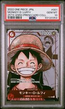 ONE PIECE JAPANESE 25TH ANNIVERSARY PREMIUM CARD COLLECTION 001 LUFFY PSA 10 picture