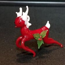 Vintage Silvestri Reindeer Glass Crystal Christmas Ornament Red 3in. picture