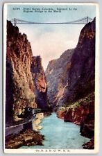 Royal Gorge Colorado Highest Bridge D RGWRR Railroad Railway Train VNG Postcard picture