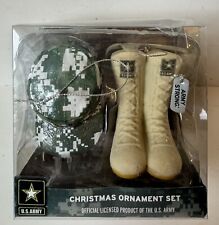 NEW US ARMY CHRISTMAS ORNAMENT SET Combat Uniform Cap & Boots Kurt Adler picture