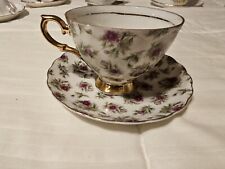 Vintage Tea Cup Saucer Pink Roses Bone China Gilded picture