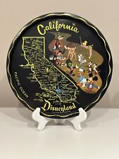 Vintage 1960's Walt Disney Disneyland California Map Tin Souvenir Plate Tray 11