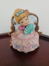 Vintage Victorian Little Girl w/Fan in chair ceramic Figurine 4.5
