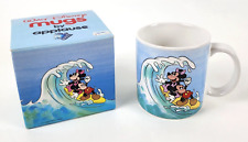 1986 Vintage Walt Disney Surfing Mickey & Minnie Mouse Applause Mug in Box picture