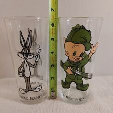 Vintage 1973 Bugs Bunny And Elmer Fudd Pepsi Collector Series Glasses picture