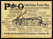 1919 P & O Little Genius Tractor Plows New Metal Sign: Canton, Illinois picture