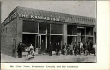1905. KANSAS CHIEF. POSTMASTER KENNEDY & HIS ASSISTANTS. POSTCARD YD27 picture