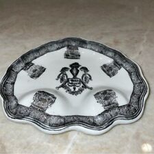 Antique Chinese Export Ashtray, Trinket Tray Dish Black Ornate Decorative Design picture