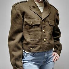 Vintage French Army brown wool ike jacket coat military blazer uniform 1950s picture