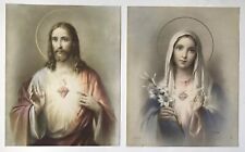 Vtg Immaculate Heart of Mary & Jesus 8x10 Print Set Of  2 FRATELLI BONELLA Italy picture