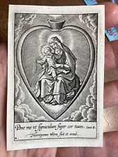 Antique Engraving Religious Print c. 1600 Wierix Sacred Heart Christ Virgin picture