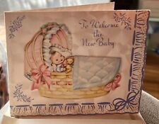 Lovely Unused Vintage Dimensional Welcome New Baby Greeting Card w/envelope picture