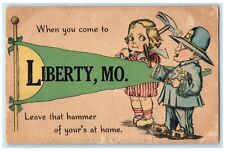 c1910's When You Come To Liberty Fireman & Girl With Hammer Cartoon MO Postcard picture