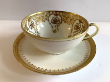 Mismatched Antique Tea Cup & Saucer Nippon & Limoges Pink Flowers Gold Gilded picture