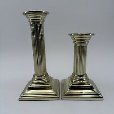 Vtg Baldwin Smithsonian Institution Pair (2) of Brass Candlesticks 6.5”H & 5”H picture