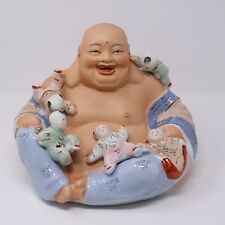 Vintage Laughing Happy Hotei Buddha Storyteller Children Ceramic Chinese 8