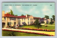 St Petersburg FL-Florida, Masonic Home, Vintage Postcard picture