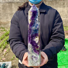 9.25LB Large Natural colored fluorite crystal column obelisk healing specimen picture
