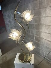 Vintage Sheng State Mid Century Taiwan Glass / Brass 38” Flower Lamp picture