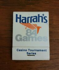 Harrahs 84 Games Casino Tournament Matchbook Match Box Vintage Matches Reno  picture