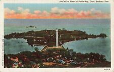 Bird'sEye View of Put-In-Bay, Ohio, Looking East ~ VINTAGE LINEN POSTCARD picture