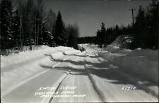 RPPC Roscommon Michigan snow covered road 1955 real photo postcard picture