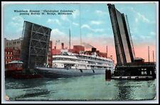 Postcard Whaleback Steamer Christopher Columbus Buffalo St. Bridge   M76 picture