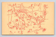 Pictorial Map of Mattapoisett Harbor Buzzards Bay Mass MA Postcard picture