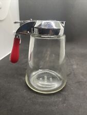 Vintage Gemco USA Glass Syrup Dispenser  With Red Handle  picture