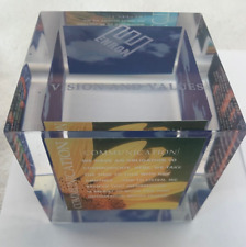 ENRON Vision & Values Large Acrylic Cube - * RARE * Collectible Paperweight picture