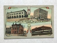 L472 Postcard WI Wisconsin Group of Business Blocks Superior Bank and buildings picture