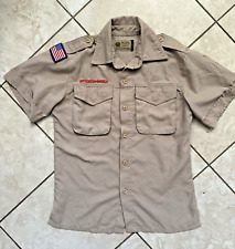  BSA Boy Scout Official Tan Uniform Shirt Youth MEDIUM 100% Polyester picture