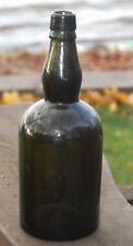 Black Glass, Dark Green Lady's Leg wine bottle from the 1800s picture