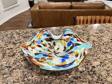 Vintage Mid Century Modern Murano Glass Multicolor Bowl 10.5