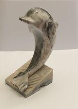 Vintage Carved Dolphin Gray Granite Marble Stone Sculpture Figurine 7 1/2