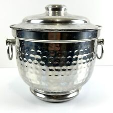 Vintage 1950s Made In Italy Mid Century Hammered Aluminum Ice Bucket W/ Lid picture